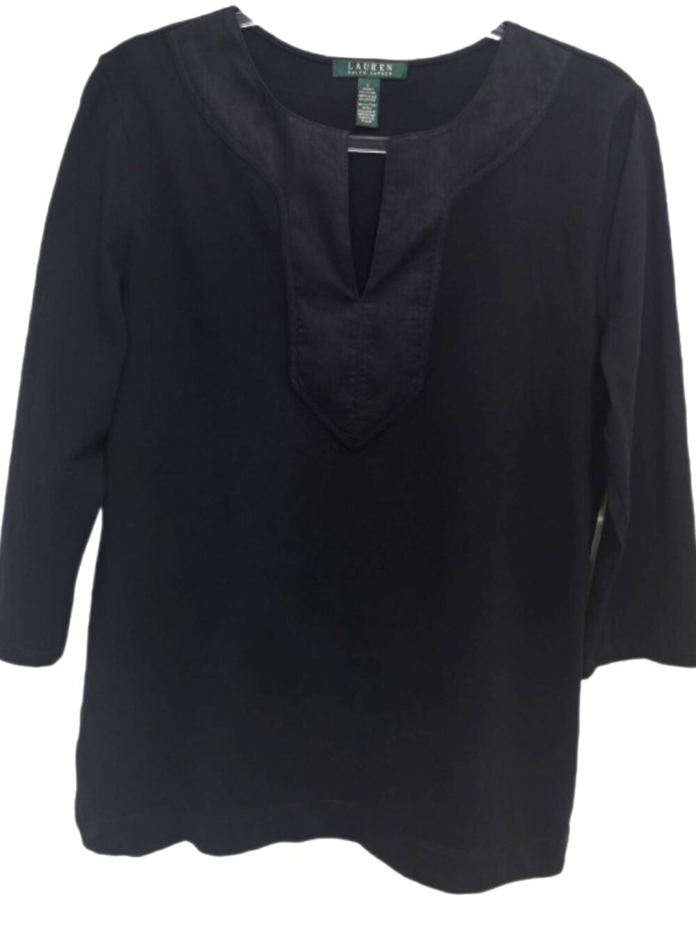 1487  Designer Lauren Ralph Lauren 3/4 Sleeve V-Neck Pullover Top Sz.L Womens